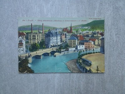AK Aue Erzgebirge ALBERT BRÜCKE Schlema Schwarzenberg Lauter Schneeberg VOGEL