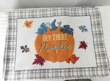 Set of 4 Essential Home Placemats Fall Themed Taupe w/Multi color Fall Leafs