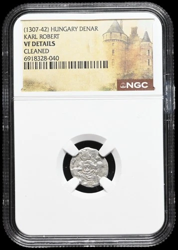 MEDIEVAL HUNGARY. Karl Robert, 1308-1342. Silver Denar, NGC VF Details