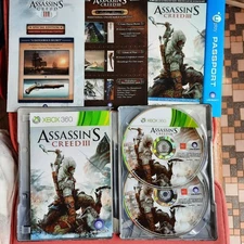 Microsoft Xbox 360 Assassins Creed 3 Steelbook Manual Discs + Plastic Case 2012