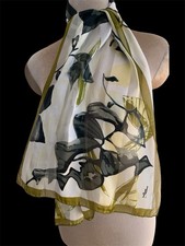 JAMMERS LEUFGEN LJ Damen Schal Seide weiß mit Blumenmuster sehr guter Zustand 