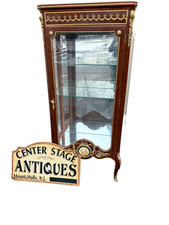 Louis XV Style Serpentine Glass Curio Display Cabinet with Cabriole Legs — listing 4