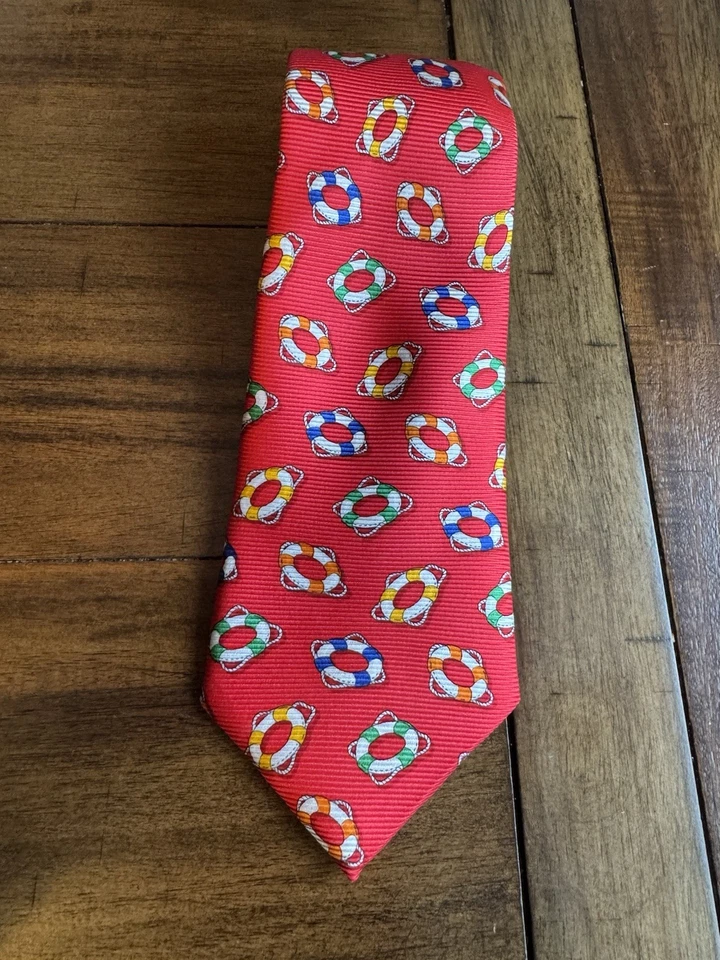 Vintage Polo By Ralph Lauren 100% Silk Hand Made USA Nautical Life Preserver Tie - Image 2 of 3