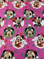 Disney MICKEY AND MINNIE MOUSE Christmas Wrapping Paper 25 Sq Ft PINK