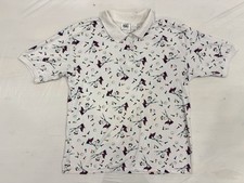 Vtg Jason Maxwell Mens Golf Polo Shirt AOP Flags Golf Balls Tees White Size L