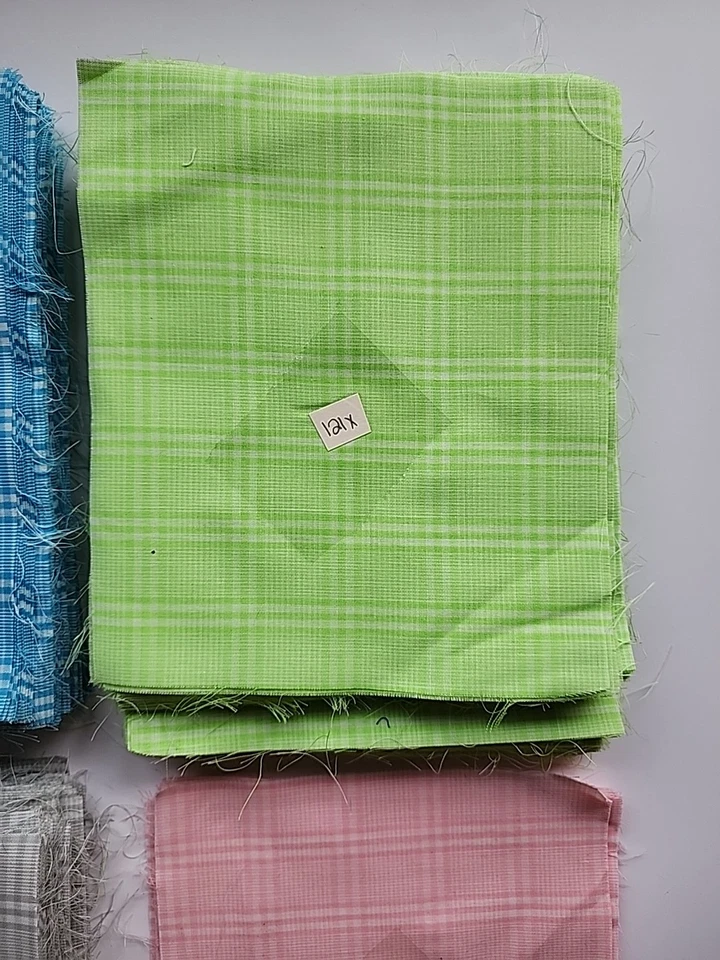 357 Plaid 7" X 8.5" & 9" Quilting Sewing Precut Squares Lot Blue Green Grey Vtg - Image 4 of 4
