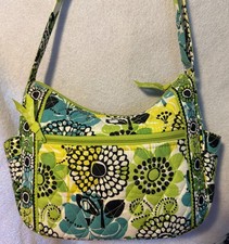 Vera Bradley Crossbody Shoulder Bag Lime's Up Green Quilted Handbag Zipper Front