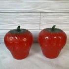 Vintage Hazel Atlas Milk Glass Strawberry Jam Jars Condiment Jars Set of 2 w/Lid