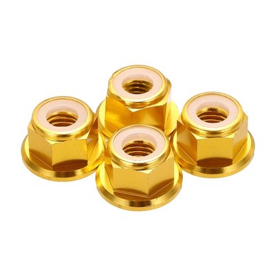 4 Stück M8 Steigung 1.25mm Aluminiumlegierung Sicherungsmutter Goldton