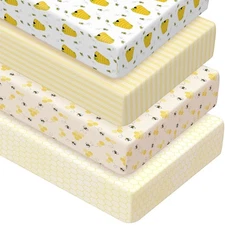 4 Pack Crib Sheets Girl Soft Baby Bed Sheet Set 52'' x 28" Nursery Crib Sheet...