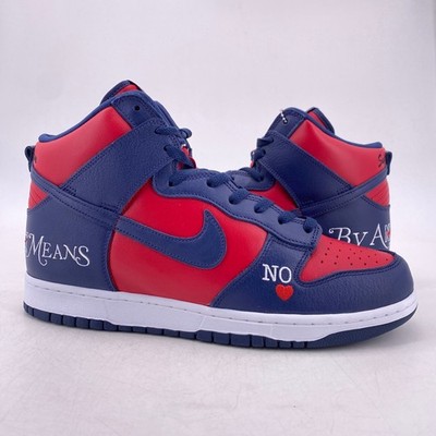Nike SB X Supreme Dunk High OG By Any Means Varsity Red/Navy Size 7.5 DN3741-600 Nike x Supreme SB Dunk High  main image 4