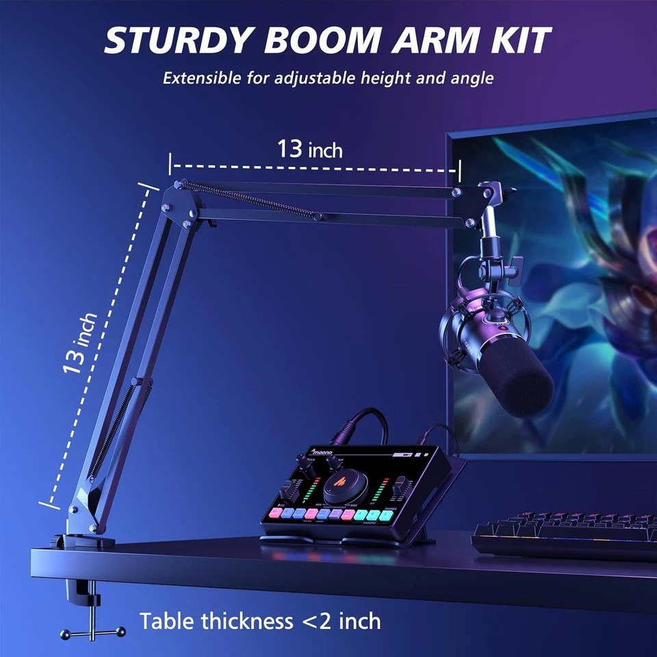 NIB MAONO PD200XS XLR/USB Dynamic Microphone Kit, RGB Podcast Mic - Image 3 of 4