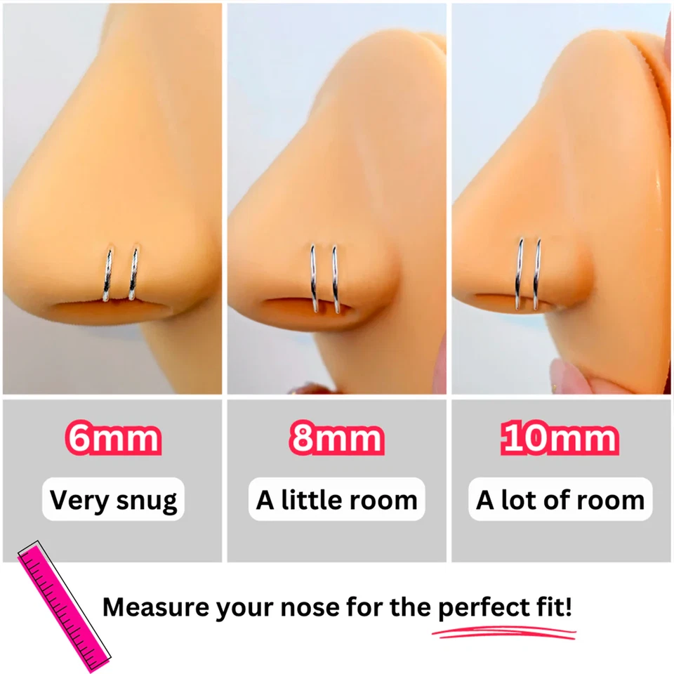 ANILLO NARIZ ESPIRAL DOBLE ARO ORO ROSA 14K Foto 4 de 4