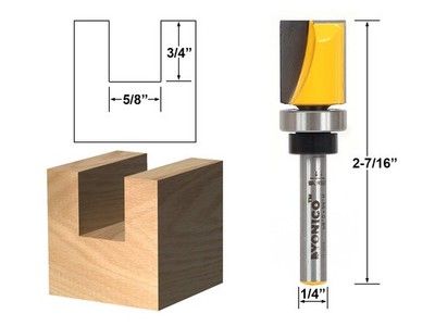 5/8'' Diameter Flush Trim Template Router Bit - 1/4'' Shank - Yonico 14126q