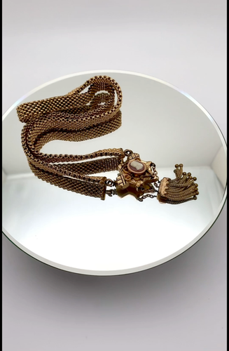 Collana cammeo intagliato vittoriana HFB antica catena libro GF - Video 1 di 1