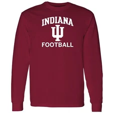Indiana Hoosiers Arch Logo Football Long Sleeve T-Shirt - Cardinal