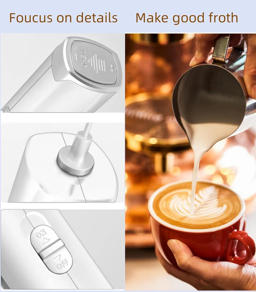 Milk Frother Handheld,  Battery Operated Electric Coffee Frother Wand, Mini Hand