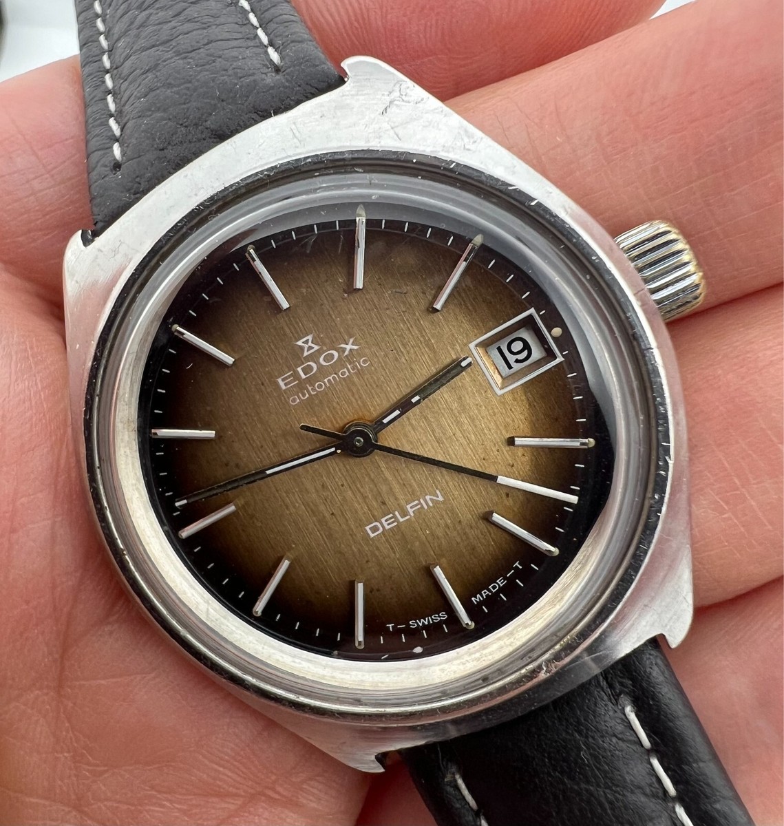 VINTAGE EDOX DELFIN MENS AUTOMATIC ETA WATCH TROPICAL DIAL | eBay