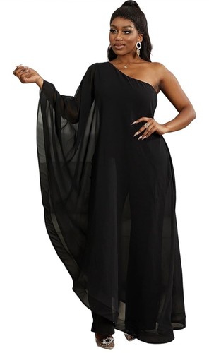 NWOT Women's One Shoulder Asymmetric Ruffle Loose LS Loose Elegant Sz Large $47