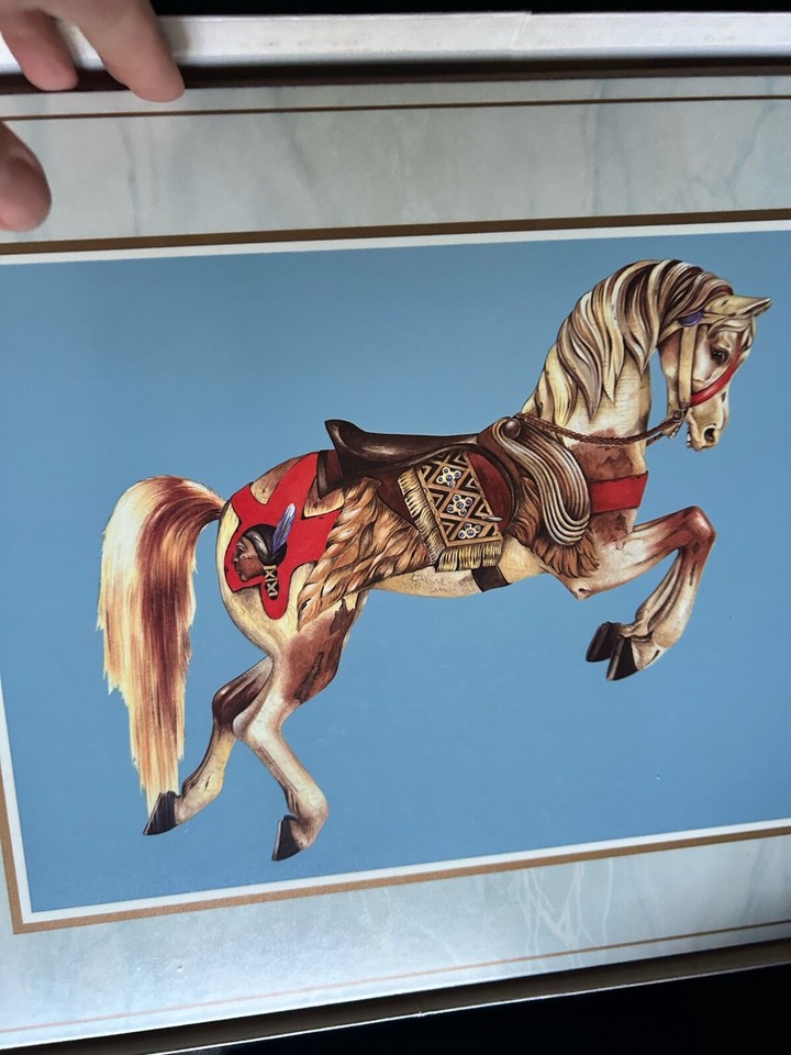 Vintage PIMPERNEL Carousel Horses British Placemats Corked Back Set Of