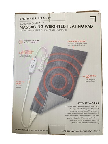 Sharper Image Gewichtetes Heizkissen 9 Massieren Beruhigende Wärme Vibration 4 Pfund 12 x 24 - Bild 2 von 2