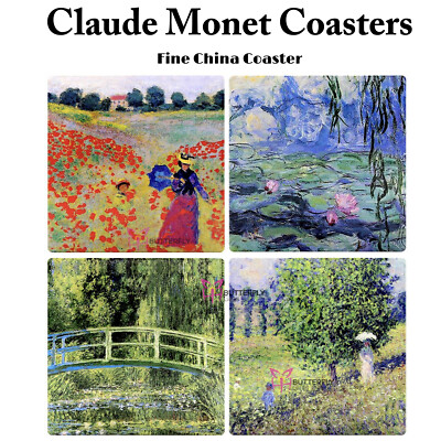 CLAUDE MONET FEINPORZELLAN UNTERSETZER GETRÄNKE TEE KAFFEE TASSE BECHER TISCHUNTERSETZER 1 BIS 4 STÜCK