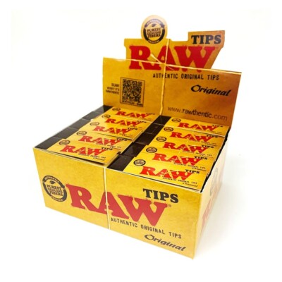 Raw Unbleached Original Rolling Tips 100% Authentic Full Box of 50 Trusted UK
