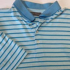 Daniel Cremieux Blue Striped Casual Mens Short Sleeve Polo Shirt Size