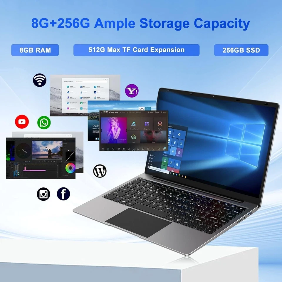 HUQPPQ Laptop 14 Inch Laptop Computer 8GB RAM 256GB SSD Storage N4020 - Image 3 of 4