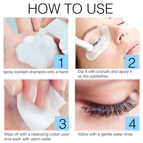 50ML Wimpernverlängerung Shampoo Wimpern+ Pinsel Set Augenlid-Reiniger schäumend - Bild 3 von 10