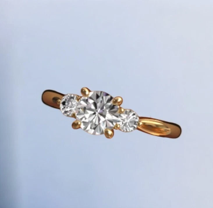 Round Cut 1.30 Ct IGI GIA Lab Grown Diamond Engagement Ring 14K Yellow Gold - Image 2 of 4