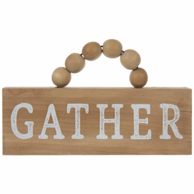 Gather Beaded Wood Block - 7'' x 4-1/4'' x 3/4''
