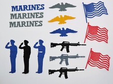 15 Military Marines Cardstock Die Cuts Scrapbook cards party toppers Confetti