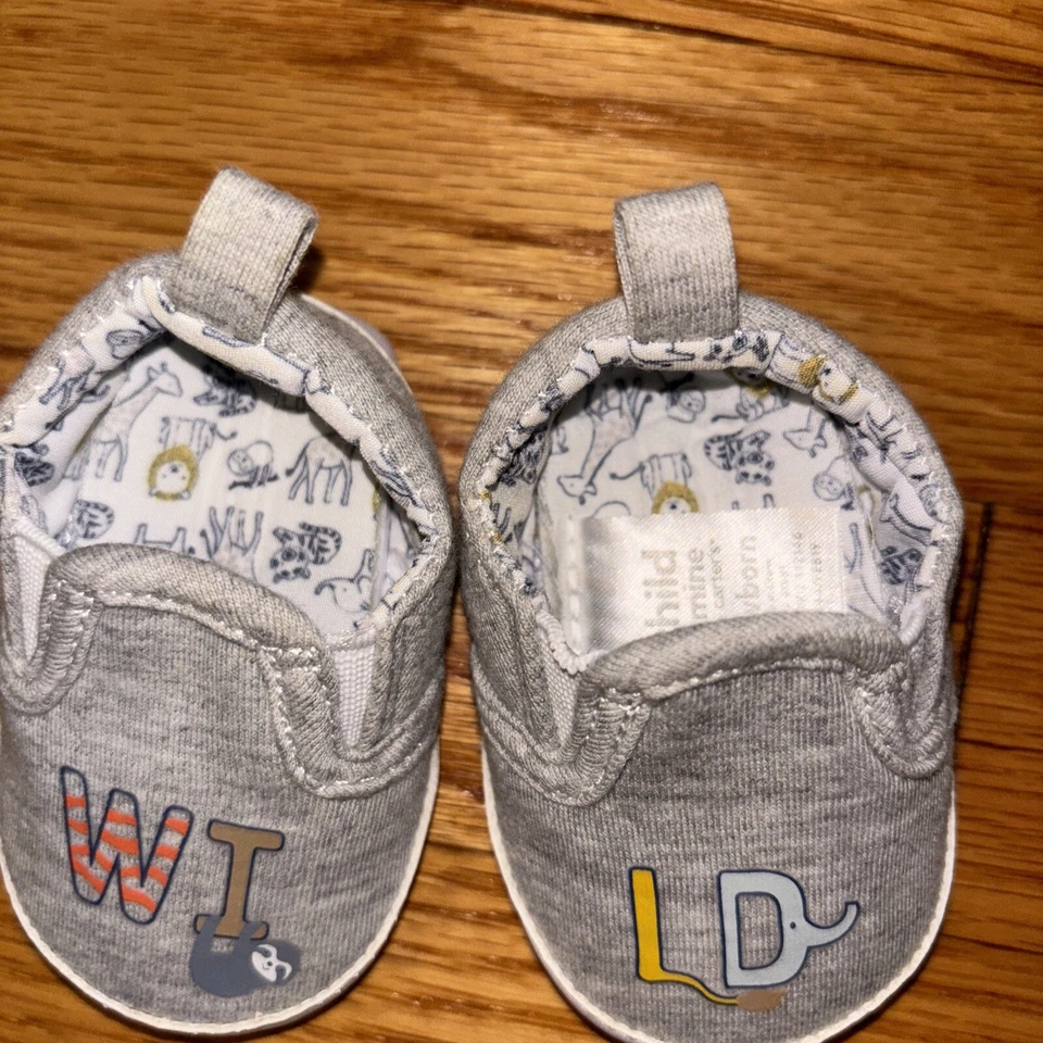 Newborn Baby Boy shoes  Size 0-3 Month Child Of Mine By Carters Grey - Image 2 of 3
