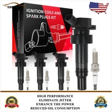 4 Ignition Coils & 4 Spark Plugs Kit For Hyundai Veloster 2013-2015 1.6L