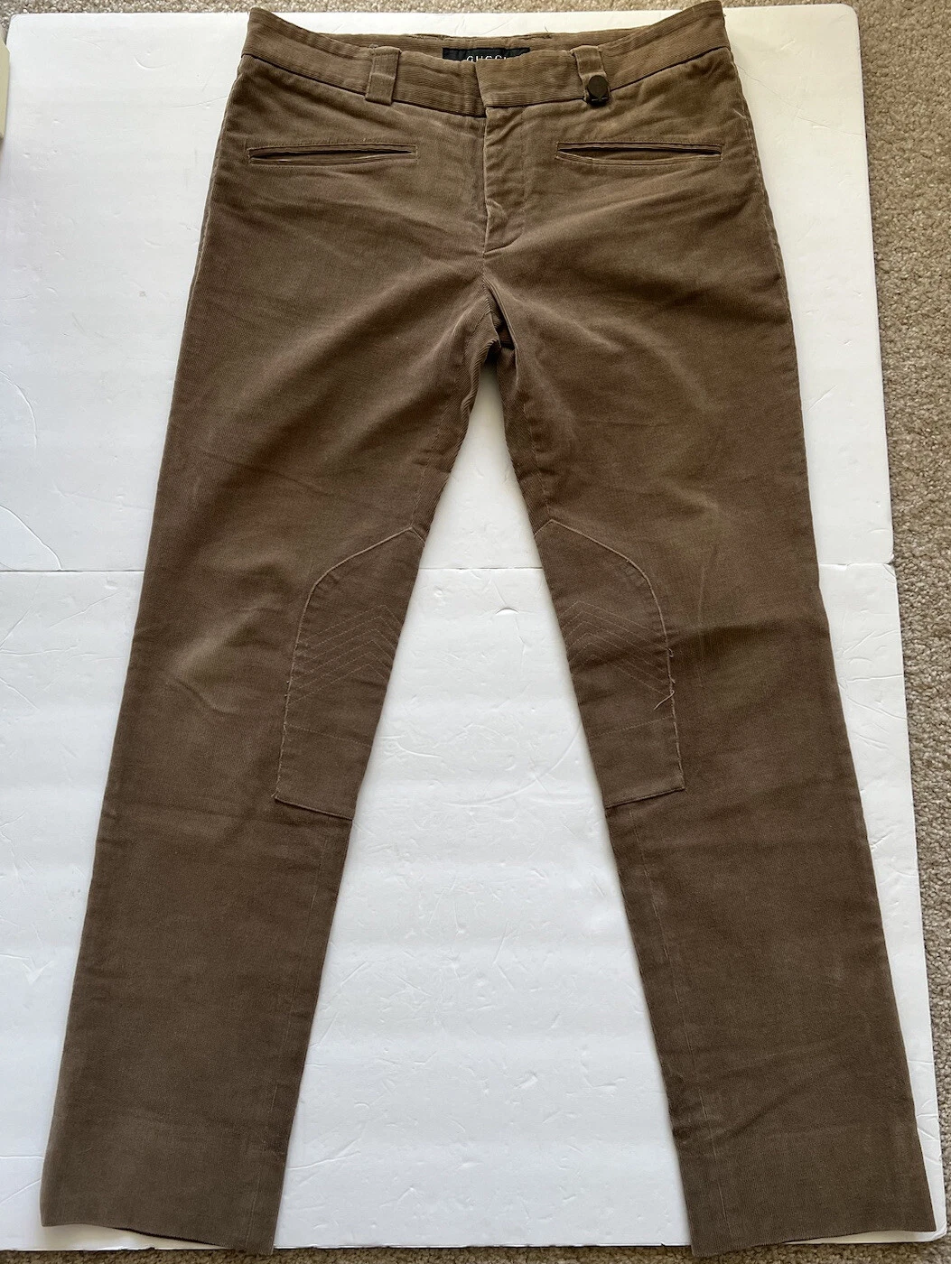 Pantalon d'équitation style Gucci homme marron beige corduroy Jodhpurs taille 46