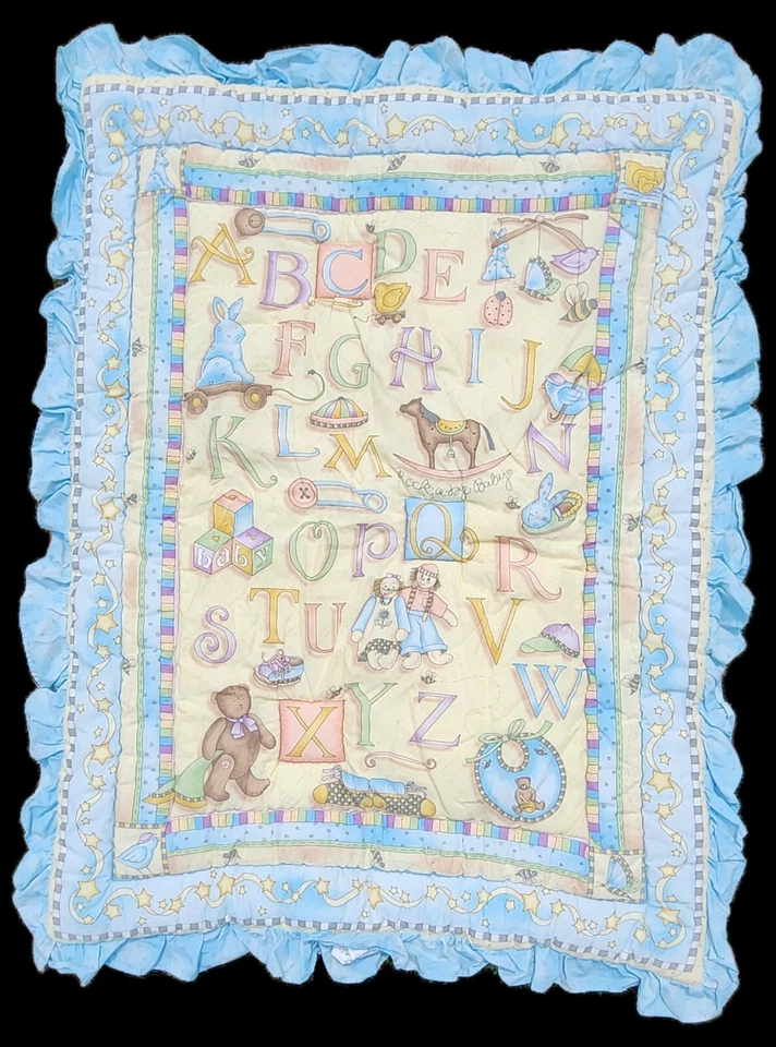 Manta de bebé Debbie Mumm Kidsline panel de edredón alfabeto ABC juguetes estrellas niños línea Foto 2 de 4