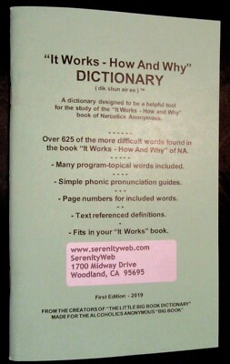 Narcotics Anonymous NA It Works How & Why Dictionary and Concordance clean Sober