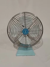 Vintage Superior Electric Fan Baby Blue Working All Metal Oscillating ***Read