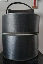 Vintage Bagmaster Round Black Wig Hat Case Box Zippered Travel