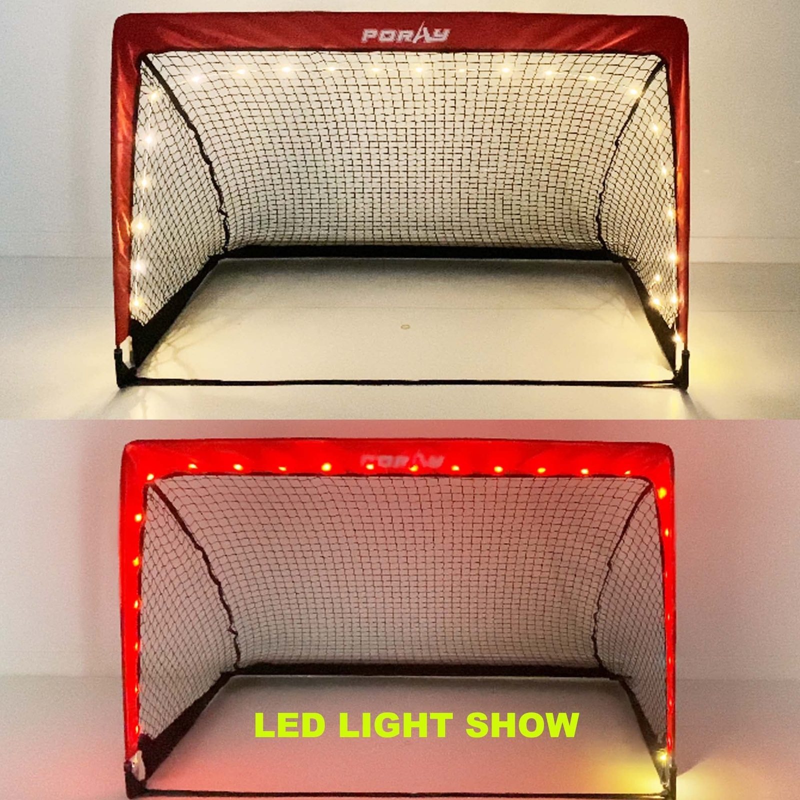 Poray Portable Soccer Goal Net for & Adults with LED Light Strip,Set of
