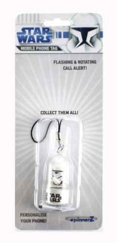 Téléphone portable Star Wars Stormtrooper Spinnerz DEL étiquette charme blanc à collectionner neuf - Photo 2 sur 2