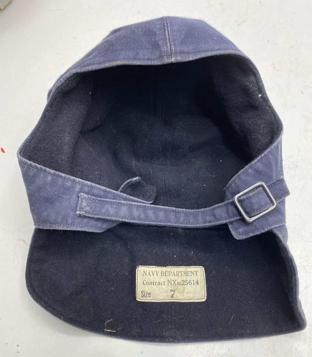 VINTAGE BLUE USN U.S. NAVY UTILITY CAP DECK HAT NAVY VINTAGE BLUE USN U.S. NAVY UTILITY CAP DECK HAT NAVY
