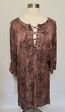Odd Molly Womens Satin Dress Size 3 / Large Dark Pink Print