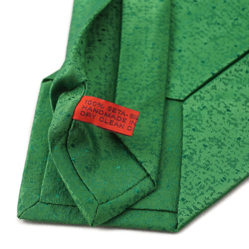 New $230 ISAIA NAPOLI Bright Melon Green Patterned Extrafine Silk Tie - Picture 4 of 4