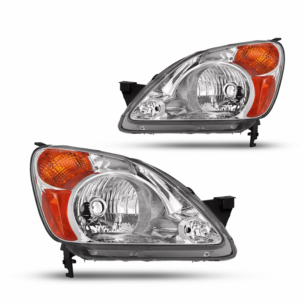 Fit 2002-2004 Honda CR-V Clear Lens Chrome Headlights HeadLamps Assembly Pair I