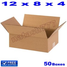 50 - 12x8x4 Cardboard Boxes Mailing Packing Shipping Moving Corrugated Carton