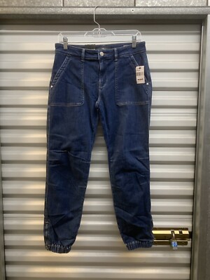 NWT Mavi Ivy Cargo Slim Fit Mid Rise Blue Denim Jeans Zipper Ankle 27 x 28