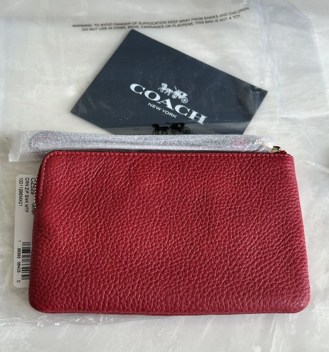 NWT COACH RUBY RED LEATHER SNAKE GRAPHIC CORNER ZIP WRISTLET NWT COACH RUBY RED LEATHER SNAKE GRAPHIC CORNER ZIP WRISTLET