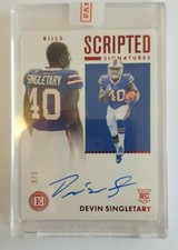 DEVIN SINGLETARY ROOKIE 9/9 ON CARD AUTO PANINI ENCASED.